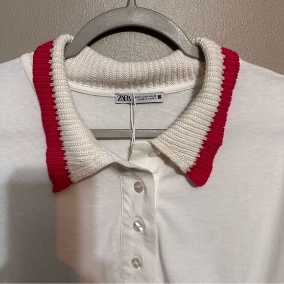 Zara cropped polo with knit neck size small - Picture 3 of 4